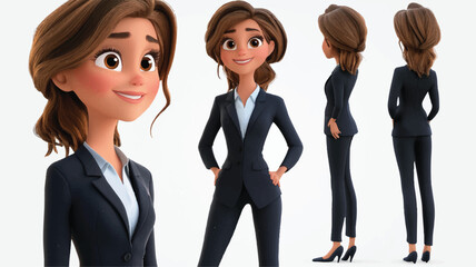 3d set of a woman in casual clothes in different poses illustration in a 3d cartoon style. Fashion teen girl model vector characters set wearing stylish dress with different hairstyles vector.