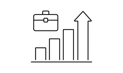 Employment rate increase outline icon isolated on transparent background flat vector illustration. EPS 10	
