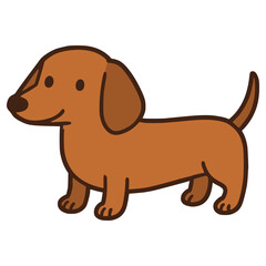 cute dachsund dog pet animal flat color vector illustration template design