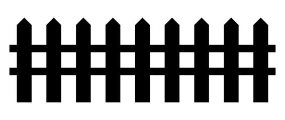 Black fence silhouette isolated on white background