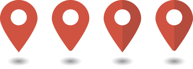 イラスト素材：マップのピン　ベクター　赤　オレンジ　red pin point. pin location icons.