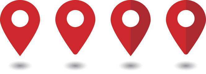 イラスト素材：マップのピン　ベクター　赤　オレンジ　red pin point. pin location icons.