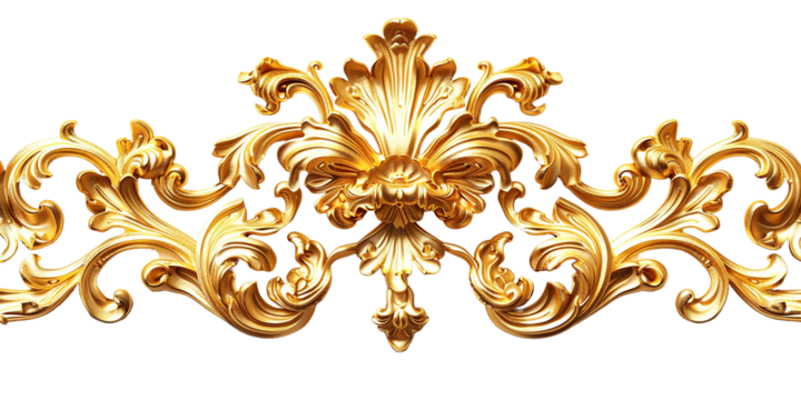 Golden baroque ornament isolated on white background