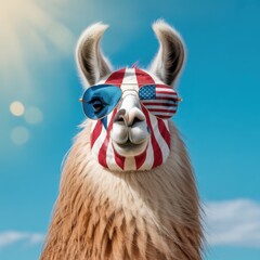 Cool llama wearing patriotic face paint