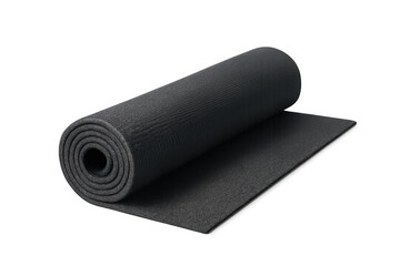 Rolled yoga mat isolated on transparent background, ready for fitness exercises and relaxation