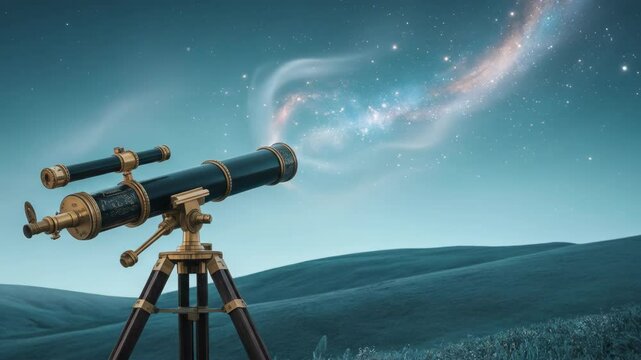 Vintage telescope points to the starry night sky perfect for astronomy exploration science or educational images