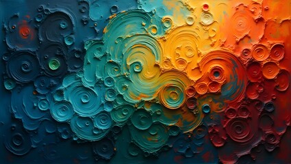 Vibrant Textured Abstract Art with Swirling Patterns and Bold Colors