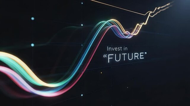 Investing in the "Future": An artistic and illuminating display of the stock market, featuring vibrant data trends and dynamic analysis for a prosperous tomorrow.