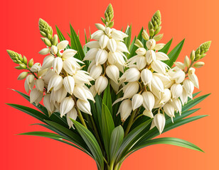 Obraz premium 3D Bunch of Yucca Flowers with Lush Green Leaves – Transparent Background PNG (2)