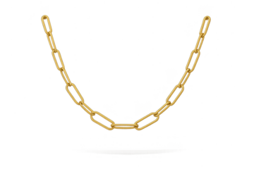 Luxury gold chain necklace isolated on transparent background, elegant jewelry