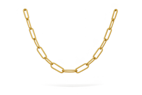 Luxury gold chain necklace isolated on transparent background, elegant jewelry