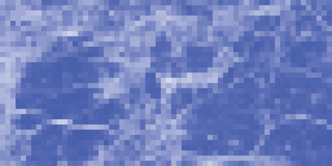 Abstract blue pixelated background reminiscent of clouds and sky with varying shades and light play evoking digital art and design
