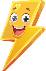 Energetic Lightning Bolt Smiling with Electric Excitement