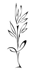 decorative stylized vase with a flower sprig; graphic design