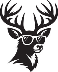 deer head vector, deer head with sunglass clipart silhouette vector, deer head with sunglass vector