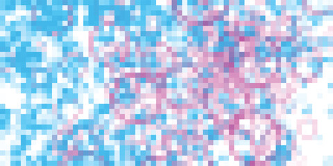 Abstract geometric pixel art composition featuring blue and pink hues creates visual interest for modern backgrounds
