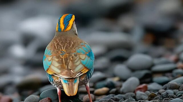 Elegant Himalayan Monal on Pebble Beach: Captivating Bird Portrait with Vibrant Plumage