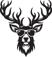deer head vector, deer head with sunglass clipart silhouette vector, deer head with sunglass vector