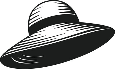 Wide Brim Sun Hat Silhouette Vector Illustration