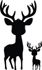 Father and Fawn: A Silhouette of Grace deer silhouette vector