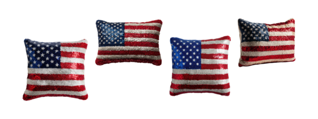 Patriotic American Flag Pillows Cushions Isolated on Transparent Background

