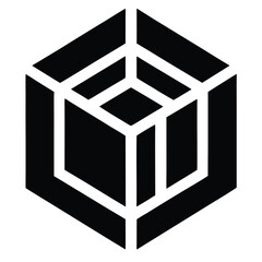 3d cube on black background