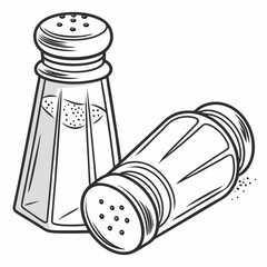 Salt and pepper shakers with scattered seasoning salt shaker