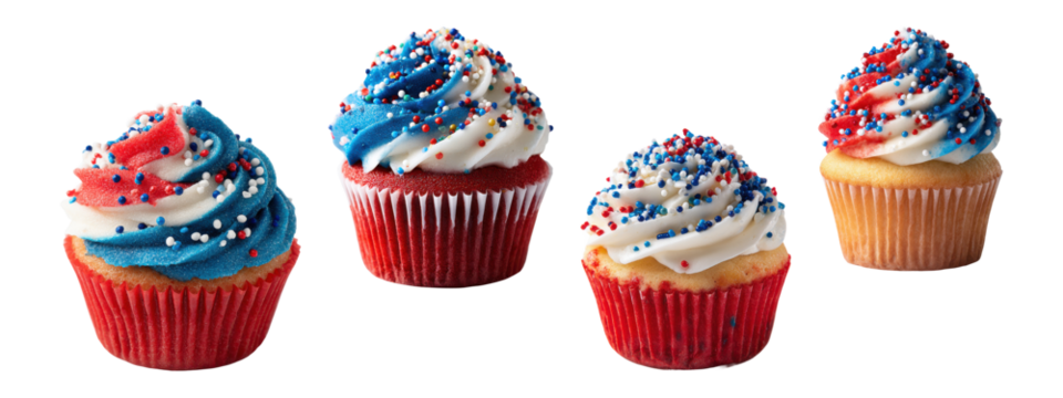 USA flag them cupcakes isolated on Transparent Background

