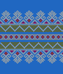 Cross Stitch  Embroidery  Detailed Vector Design