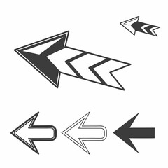 Arrow icons set graphic design elements vector