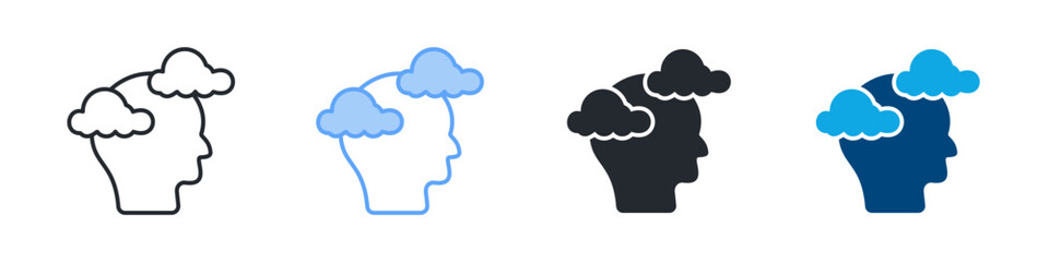 Dream Icon Set Multiple Style. Designed In Outline, Blue, Glyph, Dual Tone