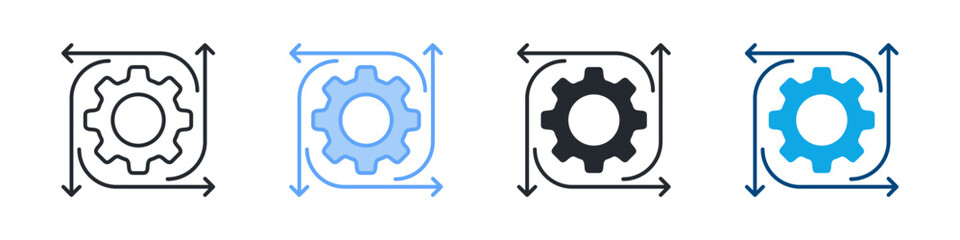 Action Icon Set Multiple Style. Designed In Outline, Blue, Glyph, Dual Tone