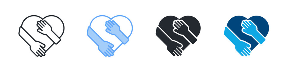 Self Love Icon Set Multiple Style. Designed In Outline, Blue, Glyph, Dual Tone