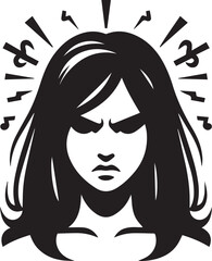 woman head angry clipart silhouette vector, woman head angry vector illustration, woman head angry logo vector