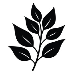 Leaf silhouette vector, nature plant icon, black botanical symbol

