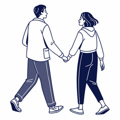 Couple holding hands walking together relationship