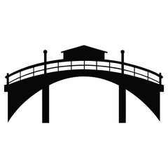 Bridge silhouette vector, simple bridge design, river crossing icon

