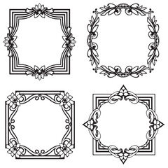 Minimalist and Timeless Vintage Decorative Floral Frames Vector Set Packs