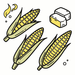 Yellow corn cobs and butter food