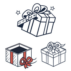 Gift boxes with bows and stars present celebration