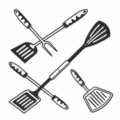 Barbecue grilling utensils collection spatula fork