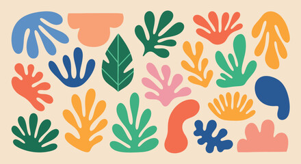 Colorful Abstract Matisse-Style Floral Elements