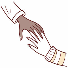 Diverse hands reaching together connection diversity