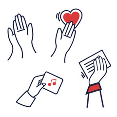 Hands holding heart music note and paper clapping