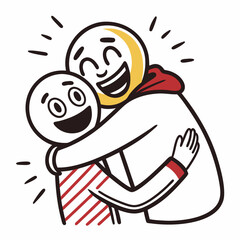 Joyful embrace between two characters happiness friendship