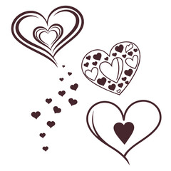 Romantic heart designs with flowing lines hearts love