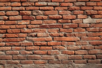 Obraz premium Red brick wall patterns for interior aesthetics and home improvement ideas in warm residential environments