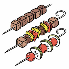 Meat and vegetable skewers beef vegetables
