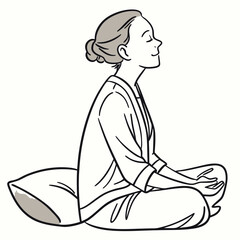 Woman meditating with eyes closed on cushion yoga peaceful