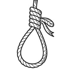 Hanging rope knot with loop and ribbon noose